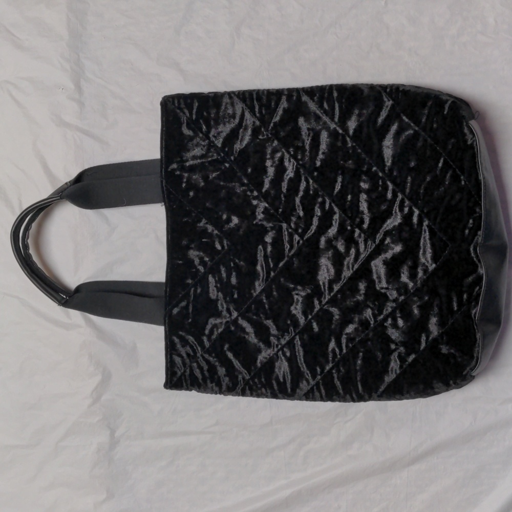 Victoria's Secret Black Velvet Tote Shopping Bag